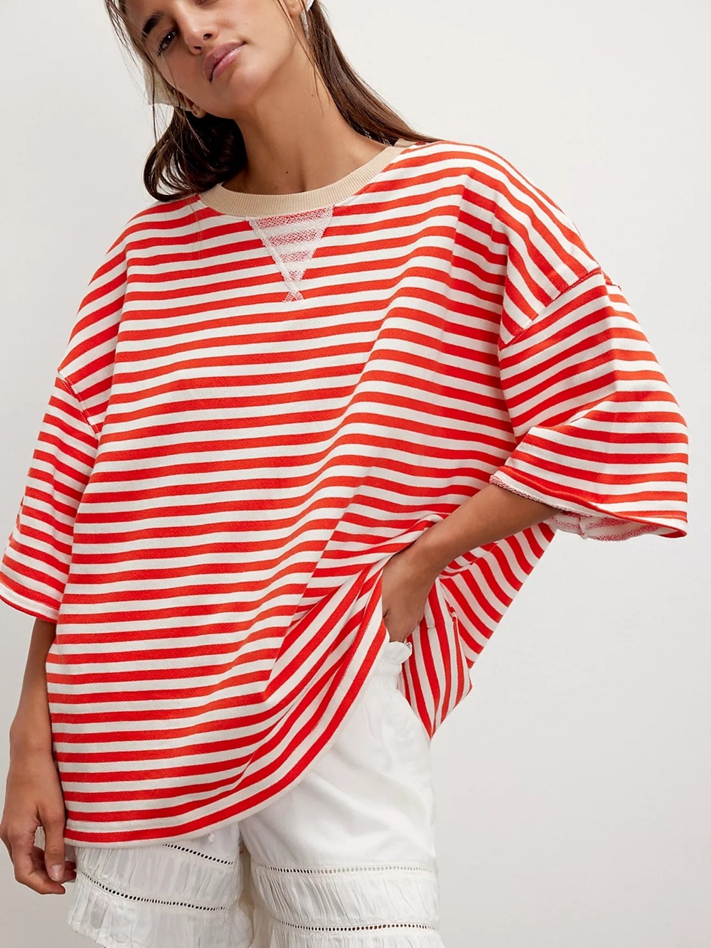 Free people Classic Striped Short-Sleeve Crewneck